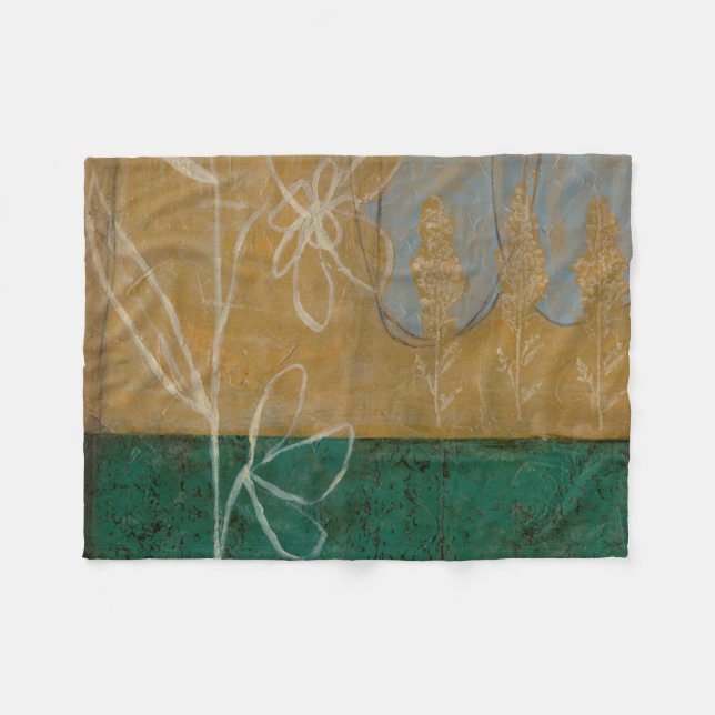 Couverture Polaire Croquis floral avec Fleur sauvage et Plante (Devant (Horizontal))