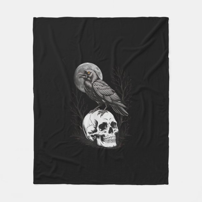 Couverture Polaire Crow, F-Caw-F Funny Bird Moon Gothic Adult Humor C (Devant)