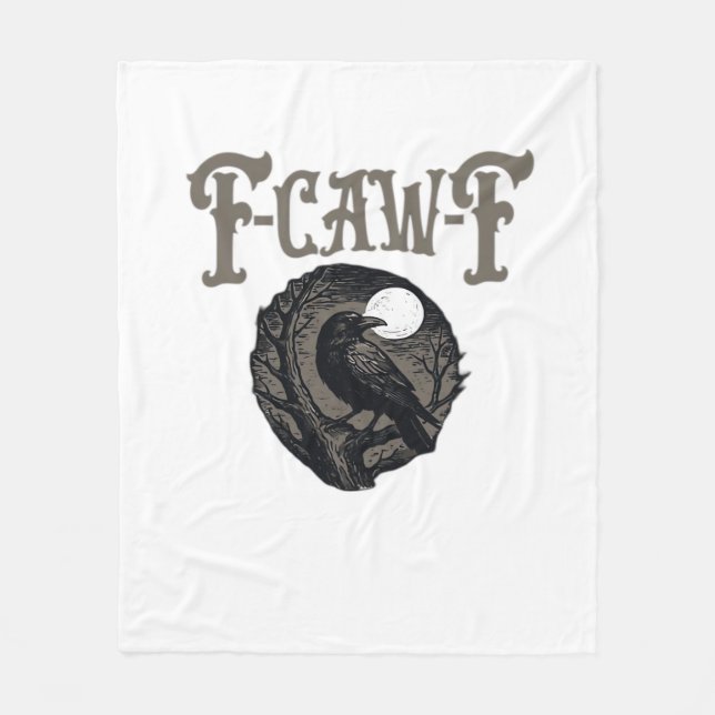 Couverture Polaire Crow, F-Caw-F Funny Bird Moon Gothic Retro Graphic (Devant)