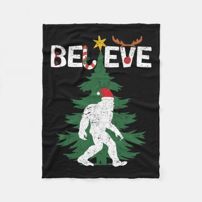 Couverture Polaire Croyez Bigfoot Sasquatch Yeti Santa Hat Noël (Devant)