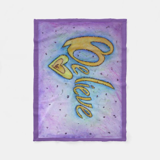 Couverture Polaire Croyez Heart Word Art Soft Fleece Chemo Blanket (Devant)