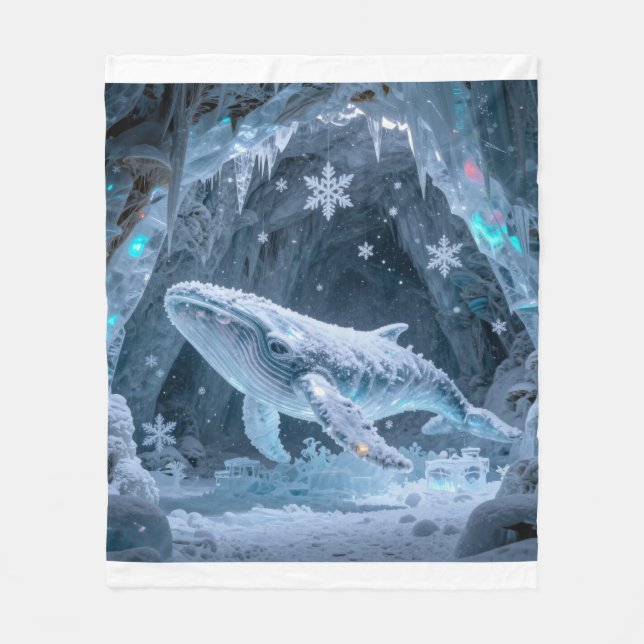 Couverture Polaire Crystal Ice Whale in Enchanted Frozen Cavern (Devant)