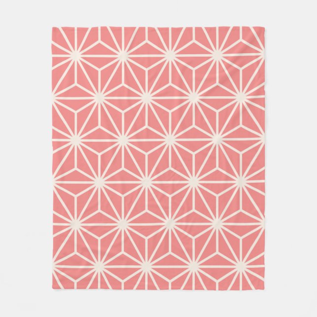 Couverture Polaire Cube rose Beige Hexagon Triangle Motif japonais (Devant)