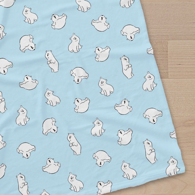 Couverture Polaire Cubes Ours Polaires - Bleu Icy - (Créateur téléchargé)
