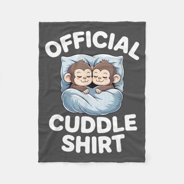 Couverture Polaire Cuddle Shirt Cute Sleepy Monkey Couple  (Devant)