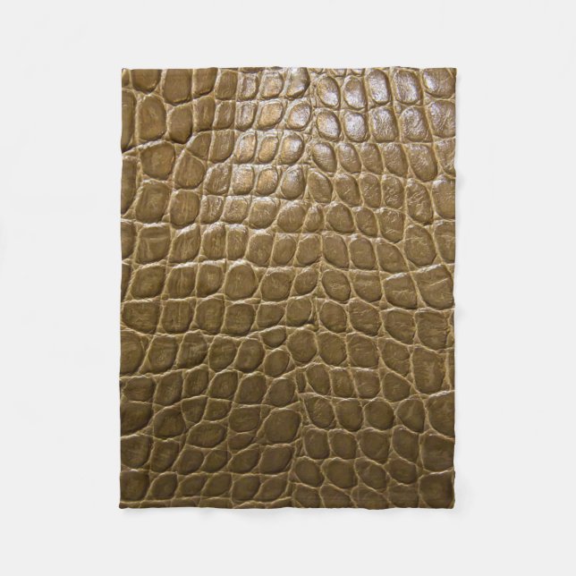 Couverture Polaire cuir brun beige sauvage de crocodile d'alligator (Devant)