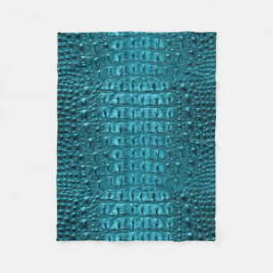 Couverture Polaire cuir girly d'alligator de bleu de turquoise de