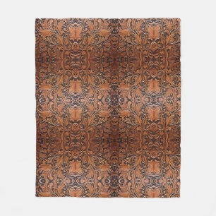Couverture Polaire Cuir vintage brun à outils