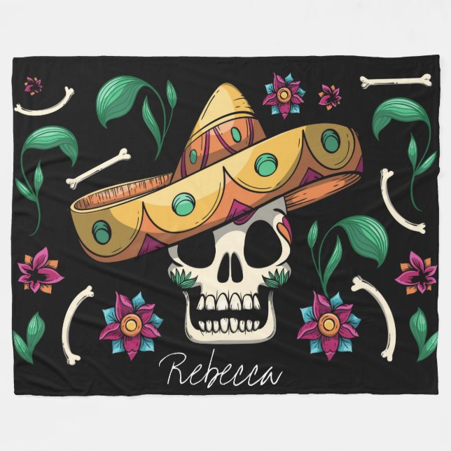 Couverture Polaire Cuisiné Crâne décoratif mexicain (Devant (Horizontal))