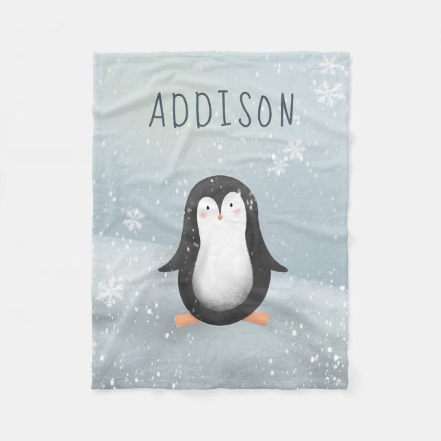 Couverture Polaire Cuisine et moderne Blue Winter Penguin Enfants (Devant)