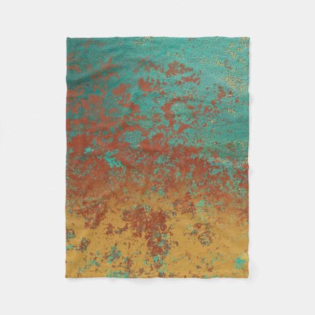 Couverture Polaire Cuivre Turquoise Bleu Orange Texture Brown (Devant)
