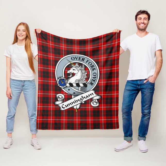Couverture Polaire Cunningham Clan Badge Tartan Plaid (En situation)