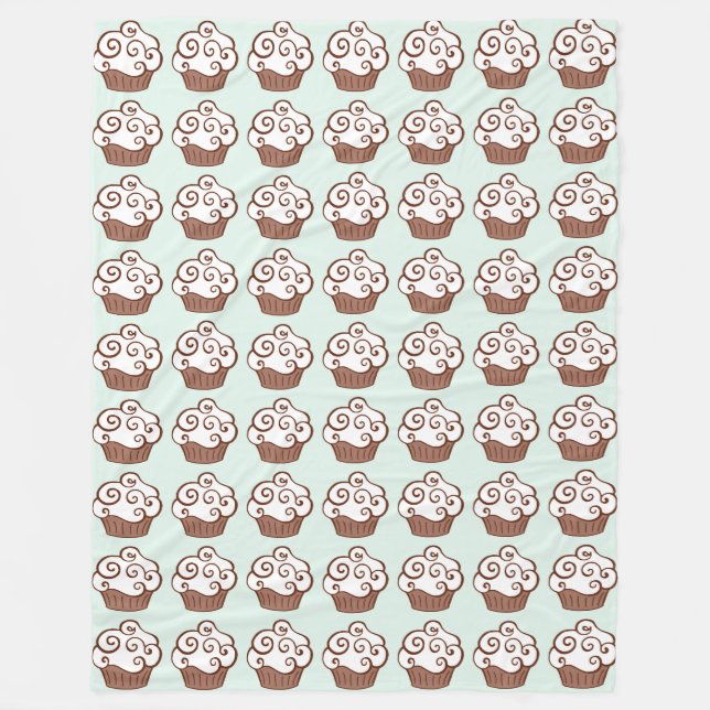 Couverture Polaire Cupcakes Mint Green Blanche (Devant)