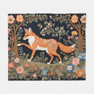Couverture Polaire Curieux Fox Faux Broderie Élégant Floral