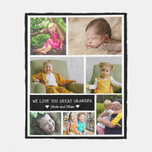 Couverture Polaire Custom 7 Photo Collage We Love You Great Grand Pap