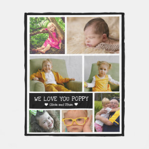 Couverture Polaire Custom 7 Photo Collage We Love You Poppy