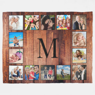 Couverture Polaire Custom Family Photo Collage Reclaimed Wood