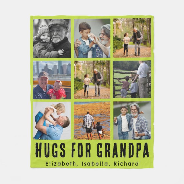 Couverture Polaire Custom Grandfather 9 Photo Collage Gift from Kids (Devant)
