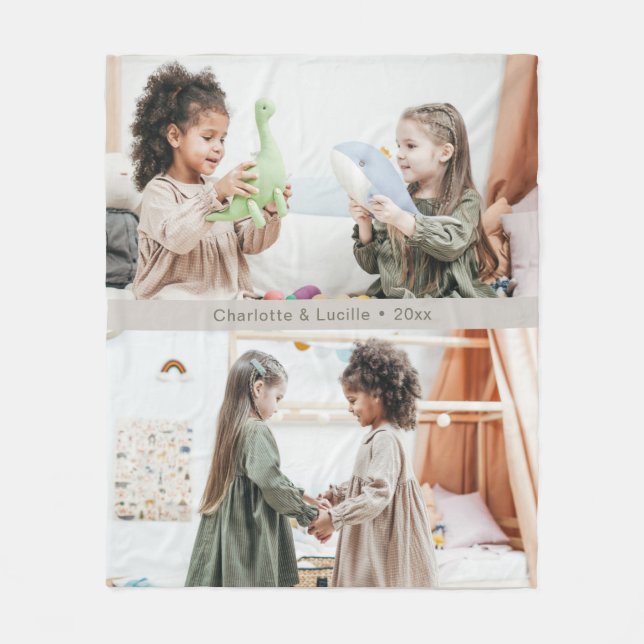 Couverture Polaire Custom Large Photos Kids Friends Siblings Names (Devant)