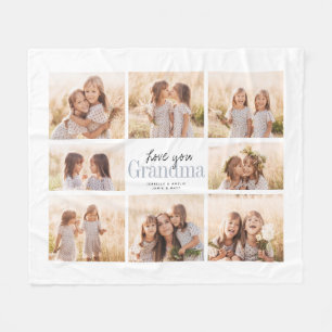 Couverture Polaire Custom Love You Grand-mère Petits-enfants Collage
