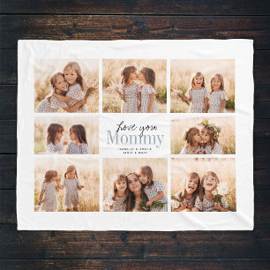 Couverture Polaire Custom Love You Mommy Mothers Day Photo Collage