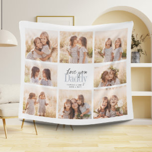 Couverture Polaire Custom Love You Papa Fête des pères Photo Collag