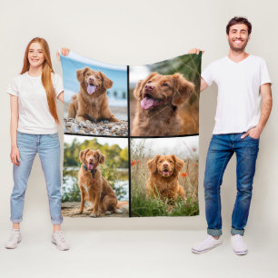 Couverture Polaire Custom Modern 4 Photo Collage Chien