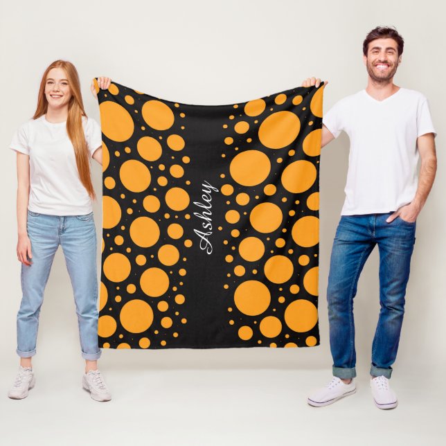 Couverture Polaire Custom Name Pumpkin Circles Fleece Blanket Gift (En situation)