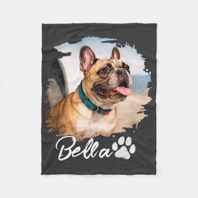 Couverture Polaire Custom Pet Photo and Name Typography (Devant)