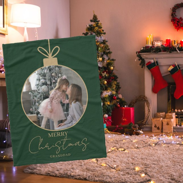 Couverture Polaire custom photo collage Merry Christmas bauble (Créateur téléchargé)