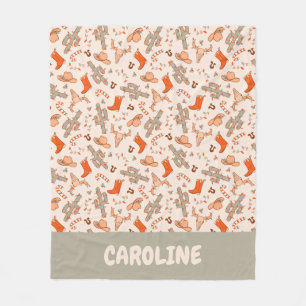Couverture Polaire Custom Retro Boho Ouest Noël Désert Cactus