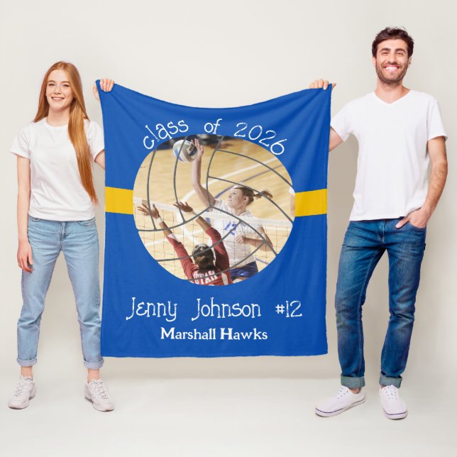 Couverture Polaire Custom Volleyball Picture Senior Night Graduation (En situation)