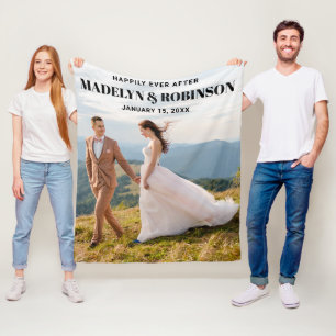 Couverture Polaire Customisé Happily Jamais après Photo Mariage Funny
