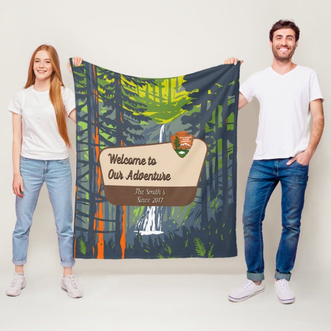 Couverture Polaire Customize Marymere Falls Family Camping Adventure (En situation)