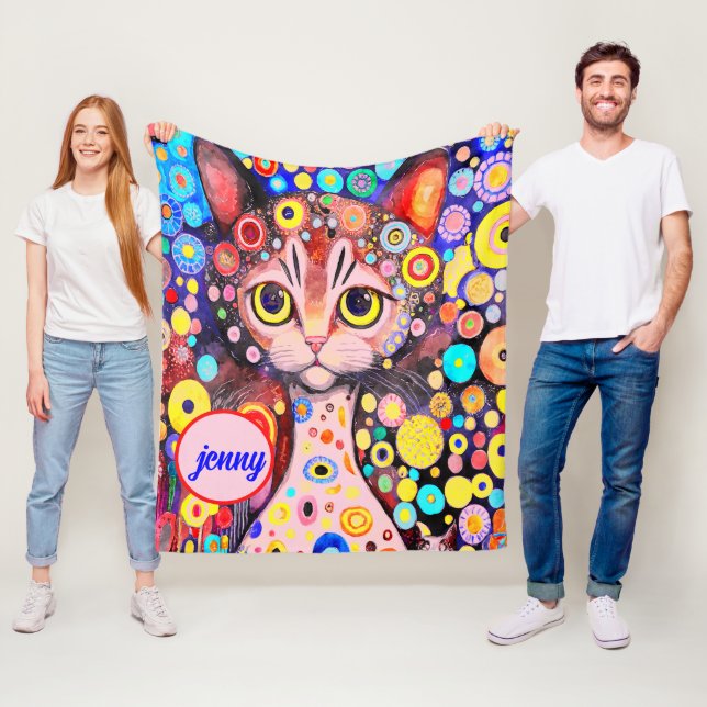 COUVERTURE POLAIRE CUT FUNNY CAT | COULEUR ROSE ART CAT (En situation)