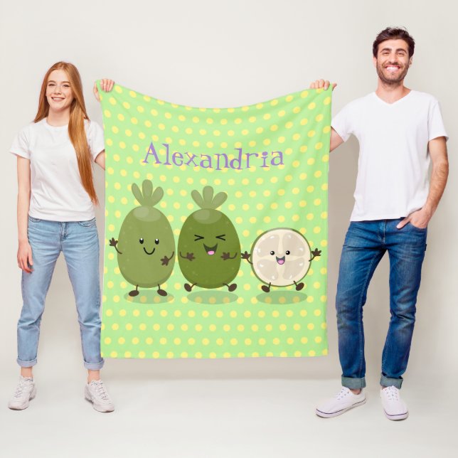 Couverture Polaire Cute ananas guava feijoa drôle dessin animé (En situation)