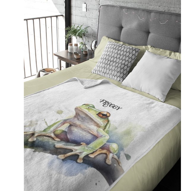 Couverture Polaire Cute Aquarelle Arbre Frog, personnalisé (Créateur téléchargé)
