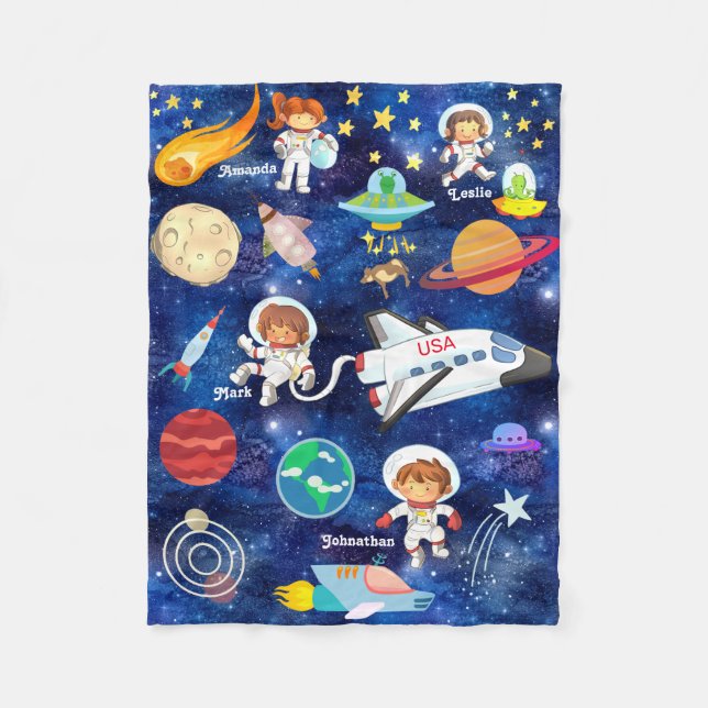 Couverture Polaire Cute astronaute Space Cow Alien UFO USA (Devant)