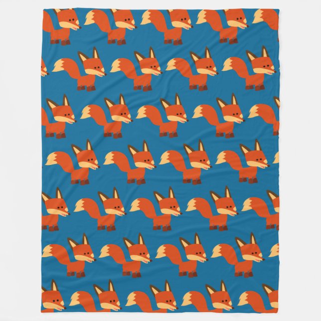 Couverture Polaire Cute Astute Cartoon Fox polaire Blanche (Devant)