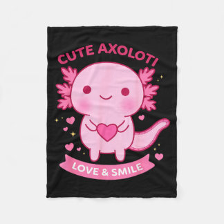 Couverture Polaire Cute Axolotl Love &amp; Smile Kawaii Heart Animal 