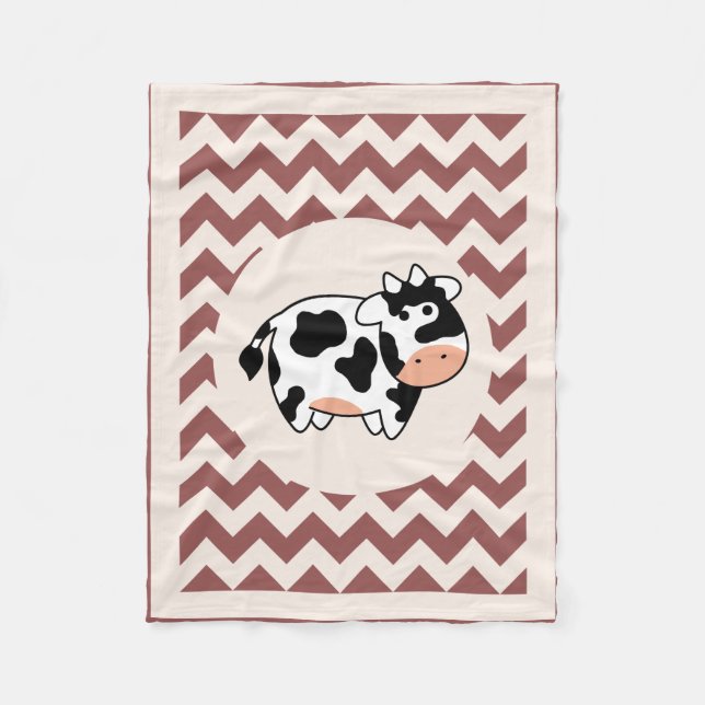 Couverture Polaire Cute Baby Cow Chevron Fleece Blanket (Devant)