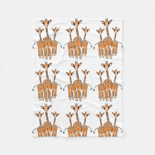 Couverture Polaire Cute Baby Giraffes, animaux de safari Blanche pola (Devant)