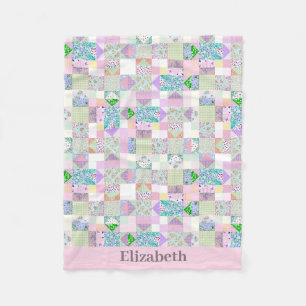 Couverture Polaire Cute Baby Girl Vintage Quilt Design Nom personnali
