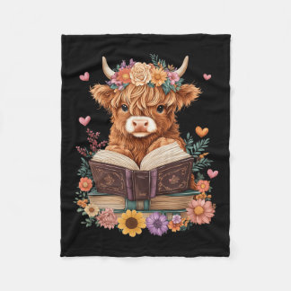 Couverture Polaire Cute Baby Highland Vache Lecture Livre Lover Bookw