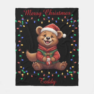Couverture Polaire Cute Bear Fleece Blanche