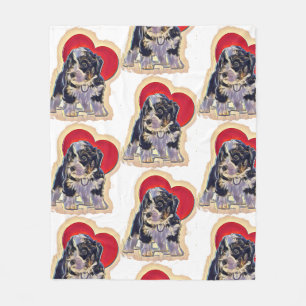 Couverture Polaire Cute Black Tan PopArt Bernedoodle Coeur numérique