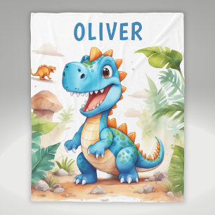 Couverture Polaire Cute Blue Trex Dinosaur Personnalisé