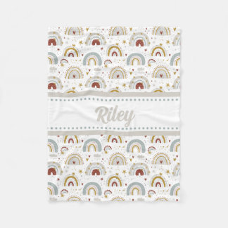 Couverture Polaire Cute Boho arc-en-ciel Motif Enfants Blanche polair