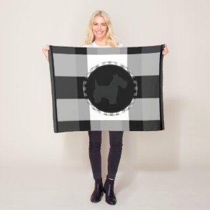 Couverture Polaire Cute Buffalo Check Schnauzer Chien Black Grey