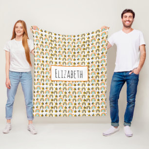 Couverture Polaire Cute Bumble Bee et Rainbows Motif